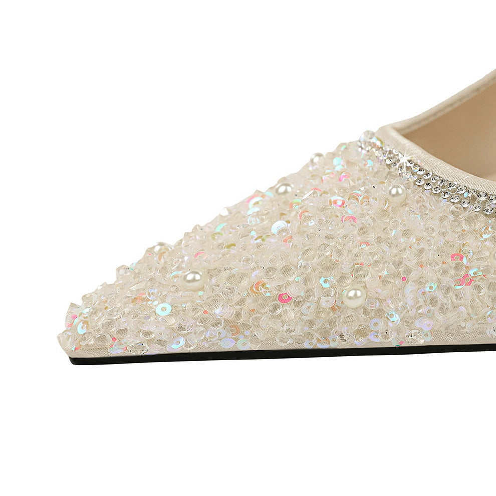 Women's Minority Pointed Toe Rhinestone Cap Outer Wear Heels
