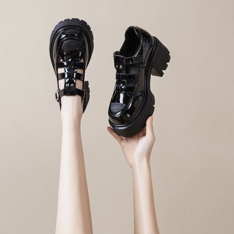 Women's Summer Genuine Platform High Thick Height Leather Shoes