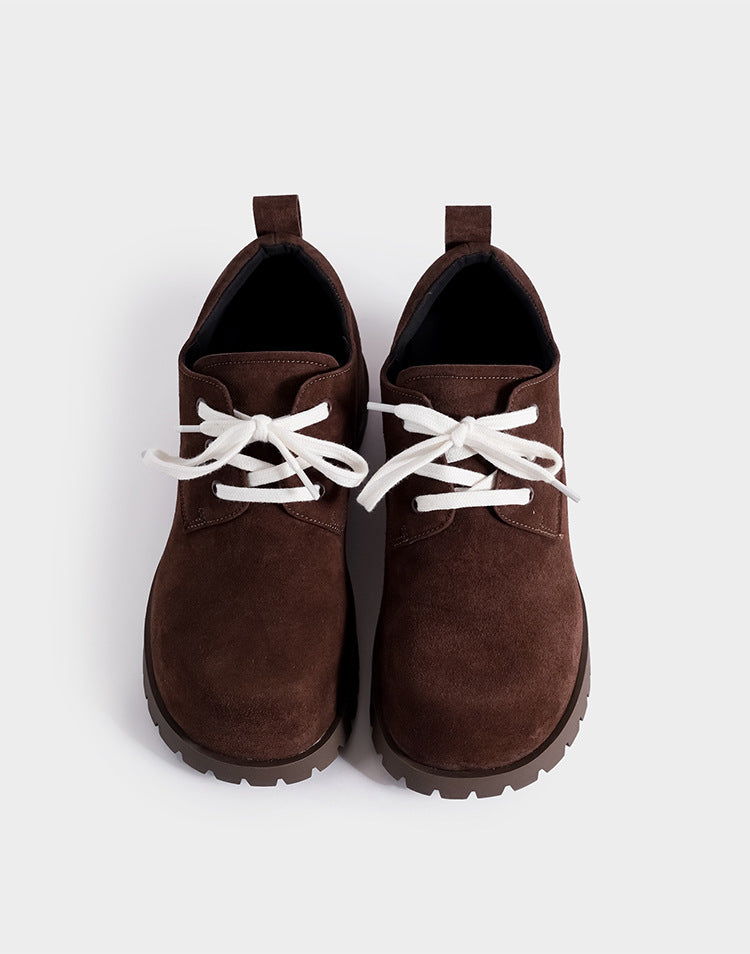 Women's Derby Genuine Platform Lace Up Retro Casual Shoes