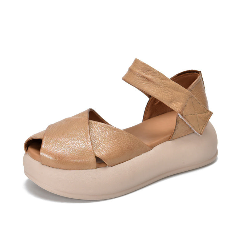Women's Activity Price Roman Top Layer Cowhide Fish Sandals