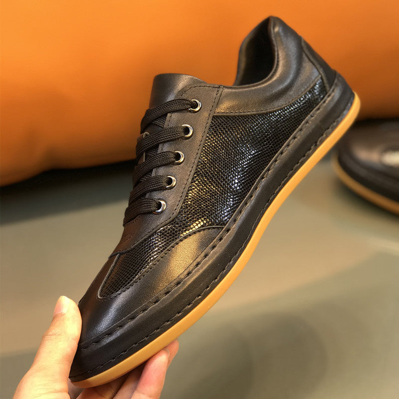 Men's Black Genuine Trendy Board Green Fashion Sneakers