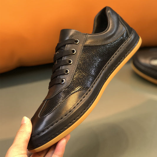 Men's Black Genuine Trendy Board Green Fashion Sneakers