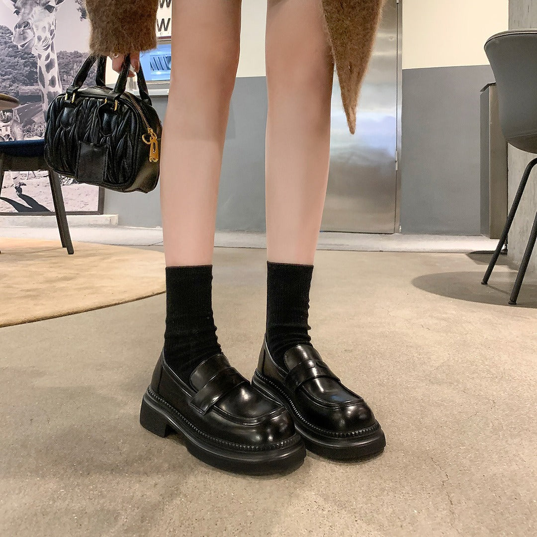 Women's Simple Elegant Genuine Chunky British Style Loafers