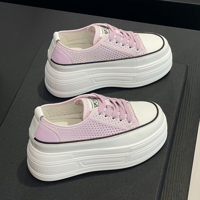 Women's White Summer Versatile Breathable Board Muffin Casual Shoes