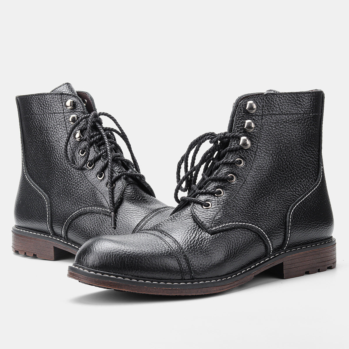 First Layer Cowhide Winter Fleece-lined Martin Boots
