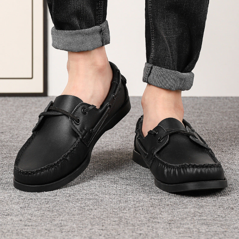 Men's Plus Size Boat Korean Fashionable Driving Leather Shoes