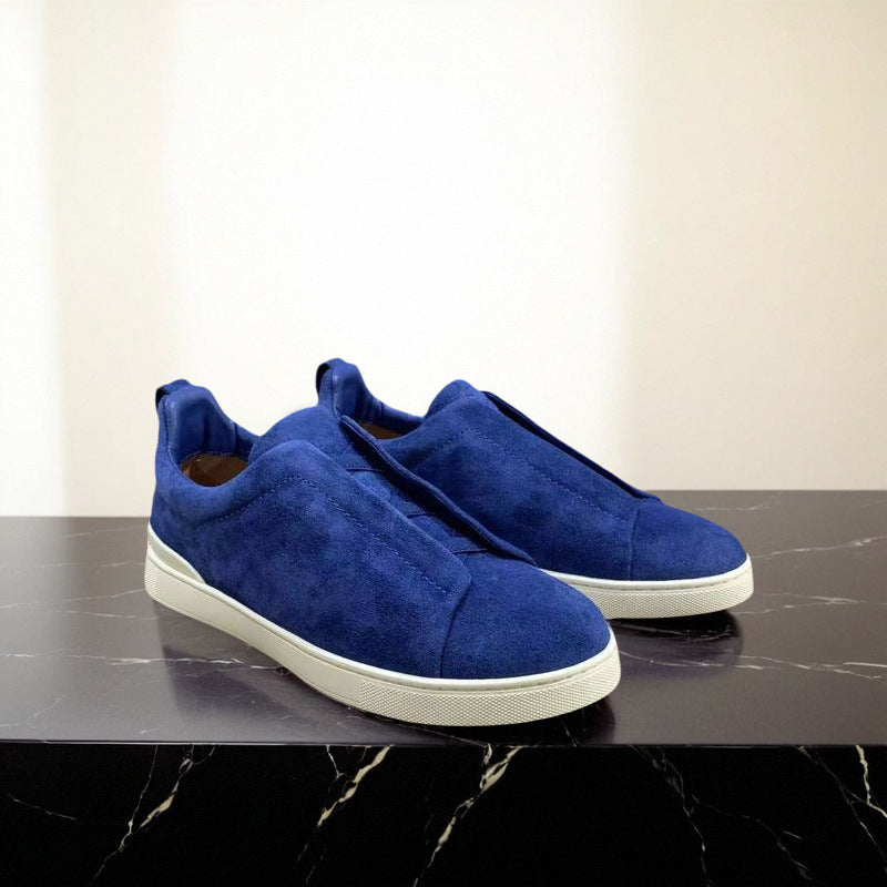 Men's Round Head Black Slip-on Breathable Lightweight Sneakers
