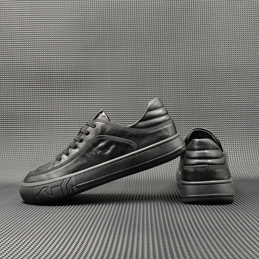 Men's First Layer Cowhide Head Tilt Cute Sneakers