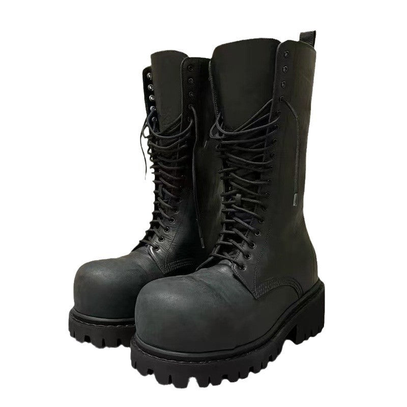 Head Martin Chunky Raise The Bottom Lace Up Round Boots
