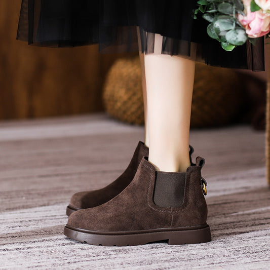 Women's Short Martin British Style Mid Flat Boots