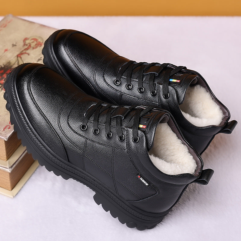 Men's Warm With Veet Thick Cotton Genuine Wool Boots