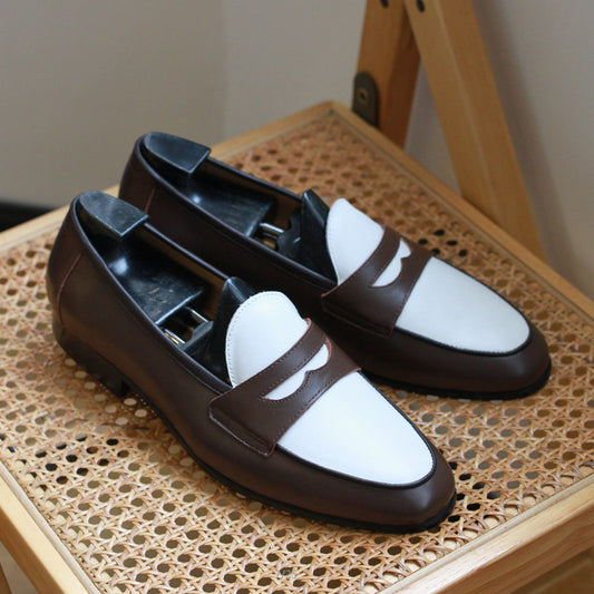 Men's Layer Cowhide British Soft Bottom Business Suit Summer Loafers