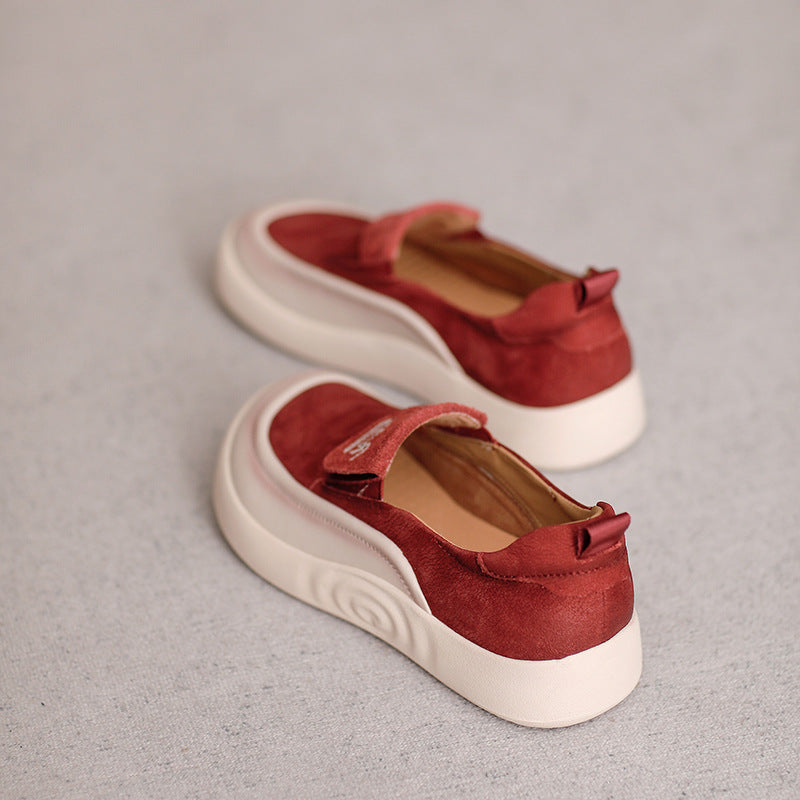 Women's Genuine Slip-on Soft Sole Square Toe Casual Shoes