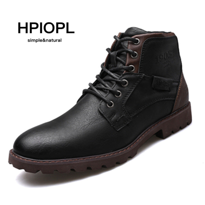 Men's Plus Size Martin Zipper Ankle Retro Boots