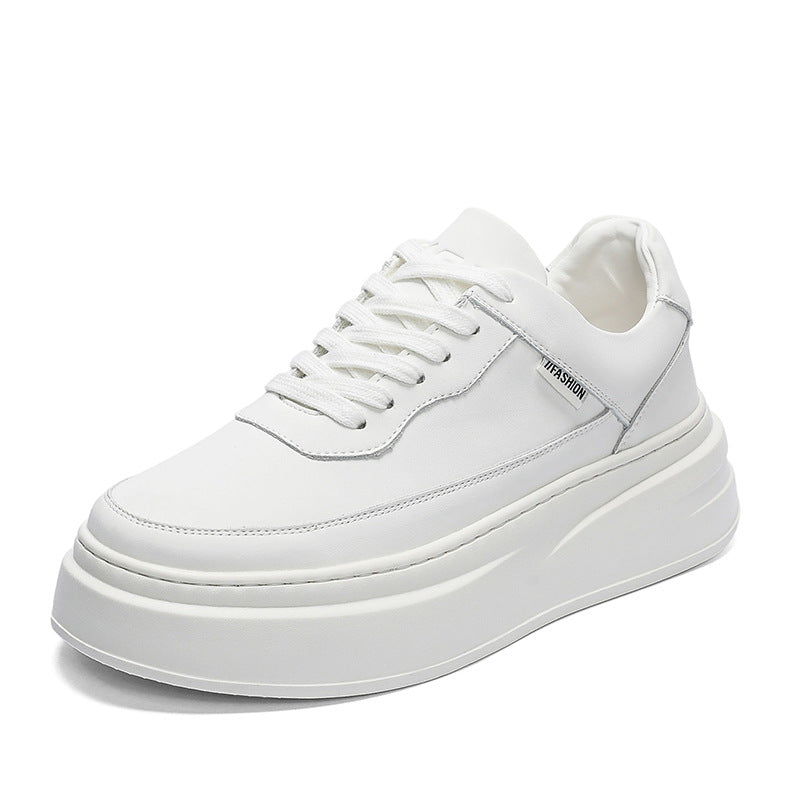Men's Thick-soled Breathable Thin White Height Increasing Sneakers