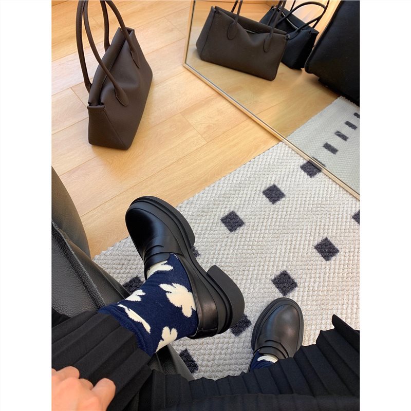 Women's Niche Autumn Retro Napa Cowhide Platform Leather Shoes