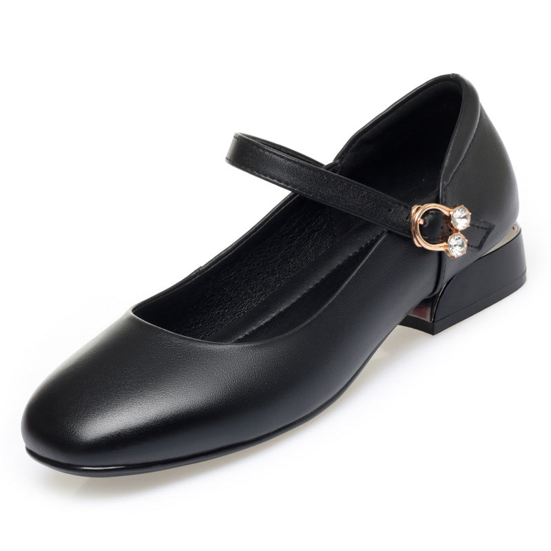 Women's Autumn Genuine Single Low Thick Wedding Casual Shoes