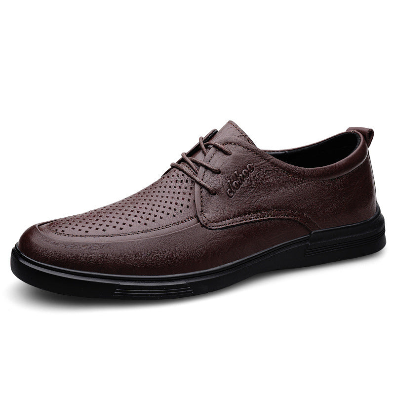 Men's Plus Size Business Flat Driving Four Men's Casual Leather Shoes