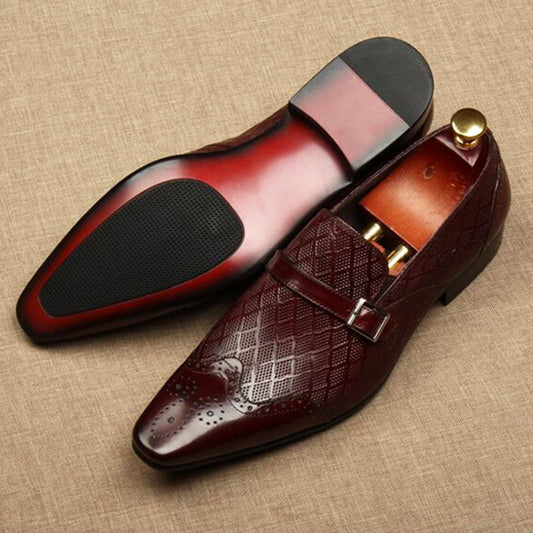 Men's Calfskin Hollow Out Summer Breathable Fashion Pointed Leather Shoes