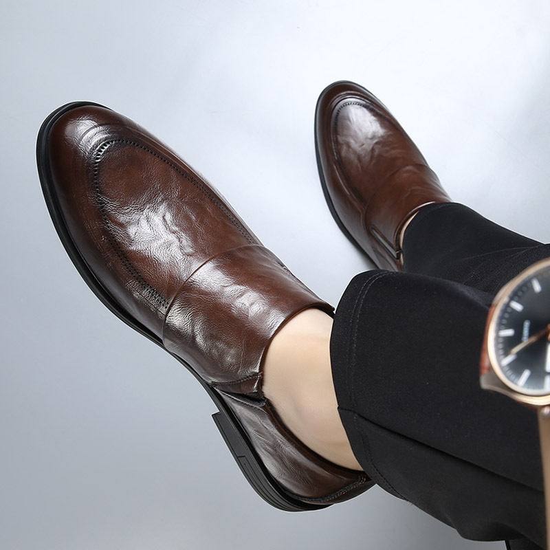 Men's One Pedal Genuine Spring Breathable Slip Leather Shoes