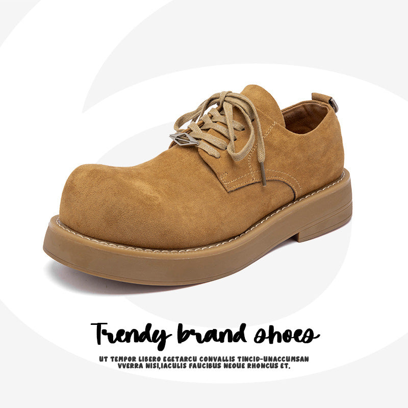 Men's Big Toe Derby Height Increasing Low Leather Shoes