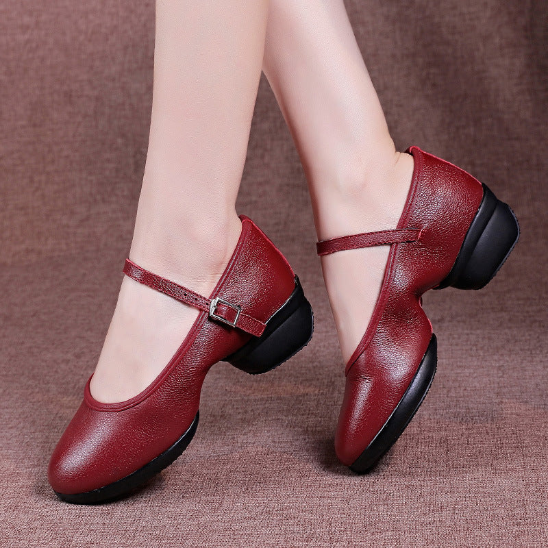 Women's Round Toe Modern Dancing Cowhide Soft Bottom Sports For Sneakers