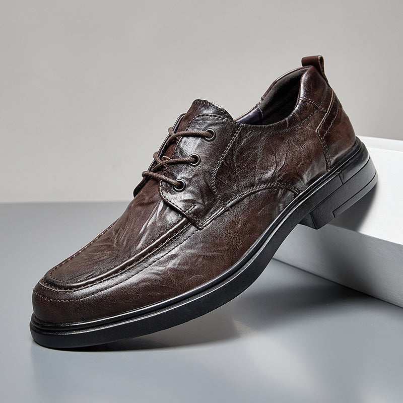 Men's Formal Wear Genuine Hand-rub Color British Style Leather Shoes