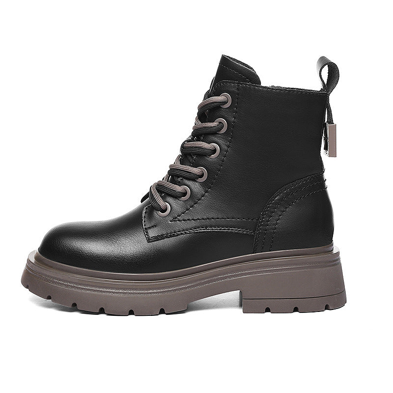 Women's Autumn Thick-soled White Martin British Chunky Boots