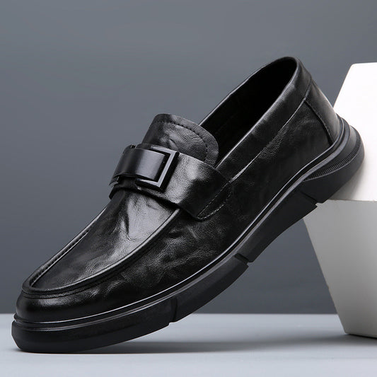 Men's Winter British Style Black Slip-on Fashion Leather Shoes