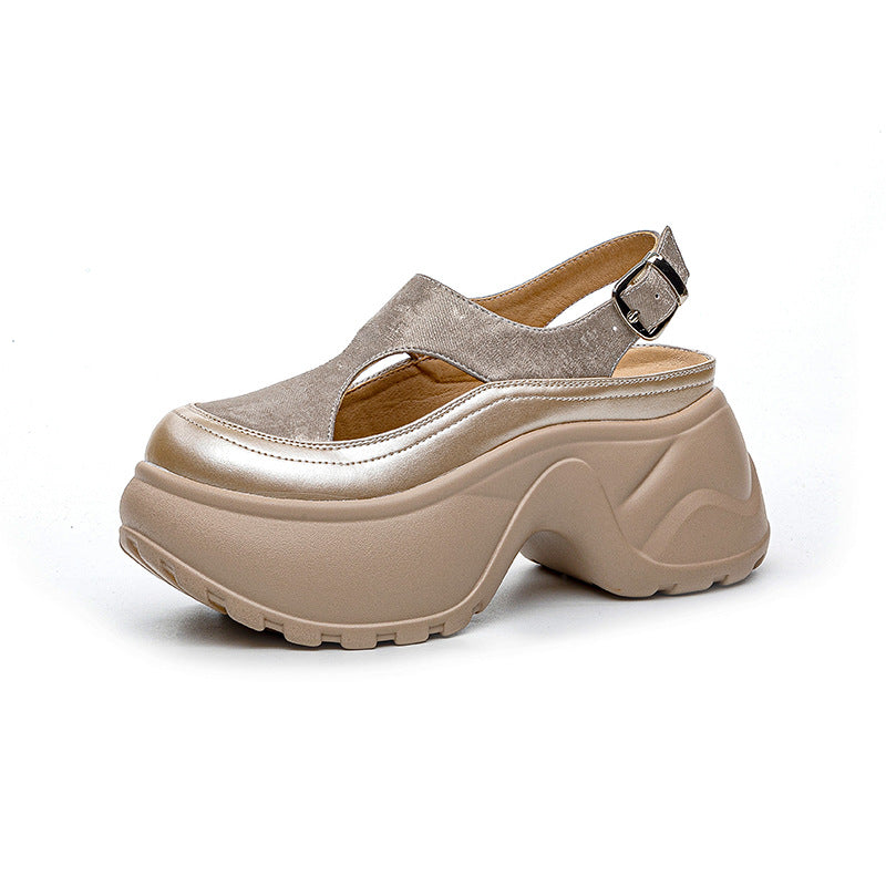 Women's Small Thick Bottom Toe Cap Roman Sandals