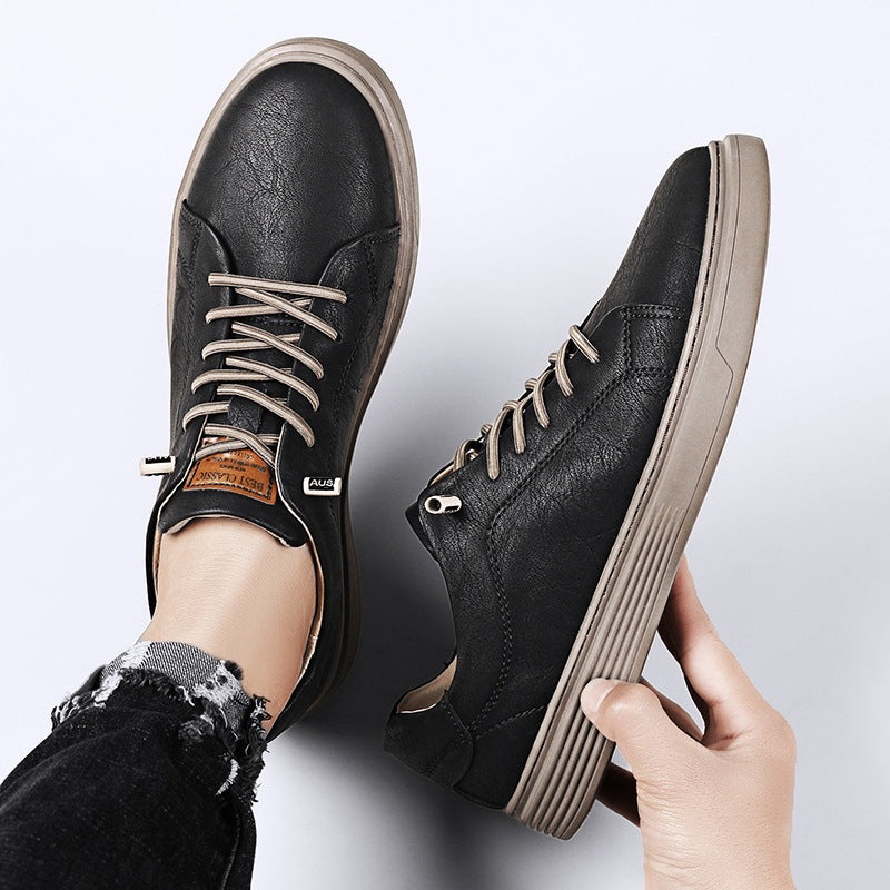 Men's Spring Cowhide Fashion Formal Wear Plus Size Men's Board Shoes