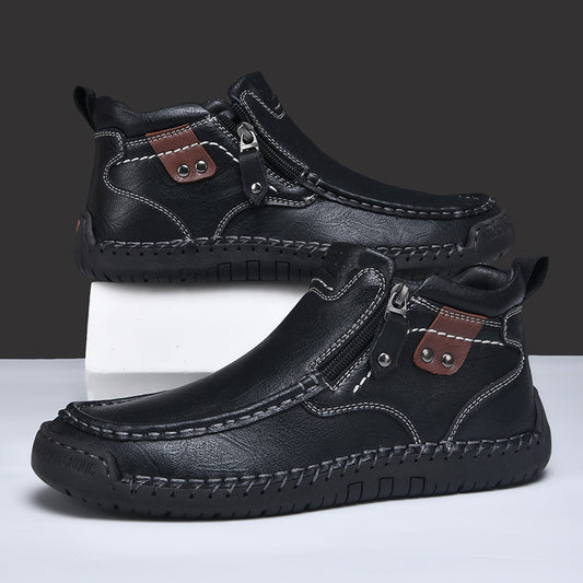 Men's Winter Side Zipper Fashion Short Plus Leather Shoes