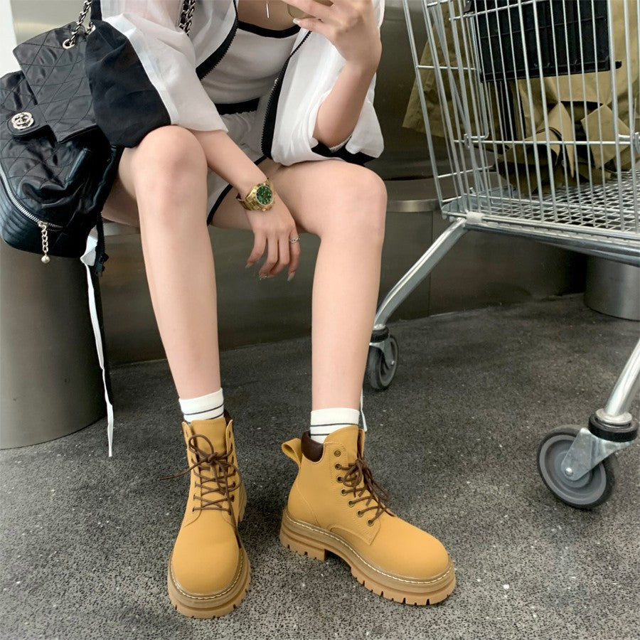 Grape Mom Thick Bottom Worker Round Boots