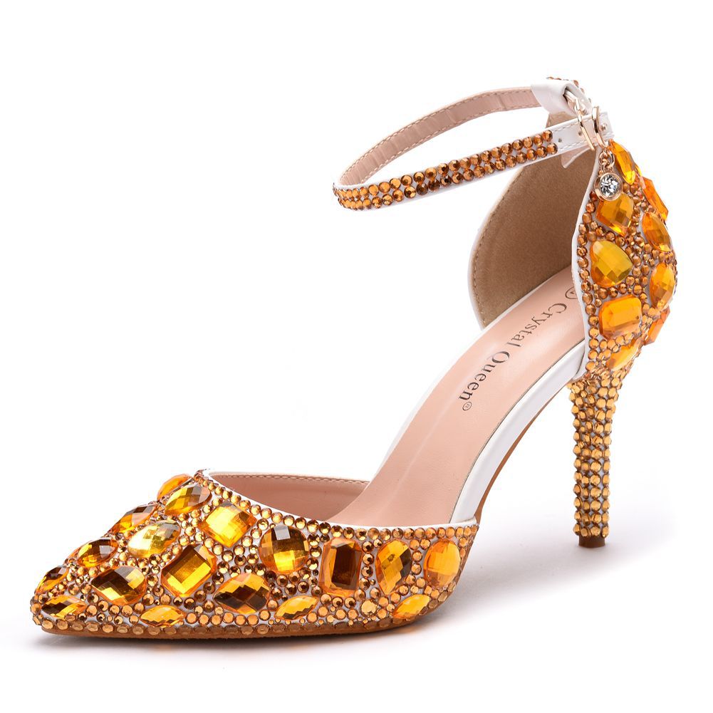 Size Rhinestone Wedding Stiletto Pointed Dinner Sandals