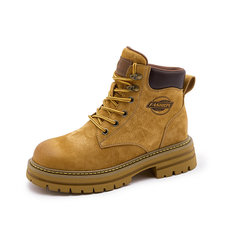Women's & Men's Small Thick Bottom Hight Increasing Martin Motorcycle Boots