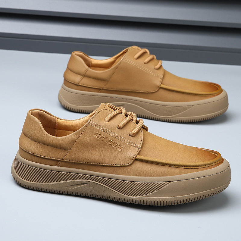 Men's Autumn Genuine Breathable Versatile Platform Fashion Leather Shoes