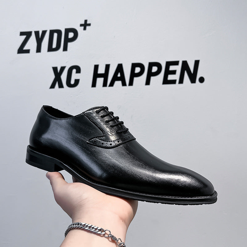 Men's Toe English Style Breathable Business Formal Leather Shoes