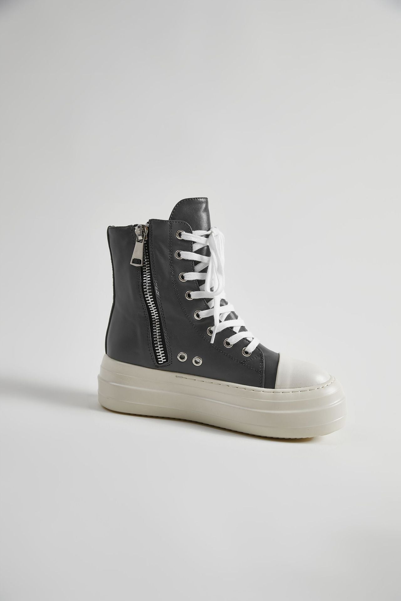 Women's Platform Side Zip Lace Up Increased Casual Shoes