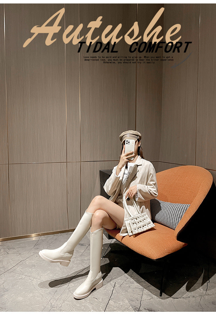 Women's Height Increasing Insole Small Below The Knee Long Female Boots