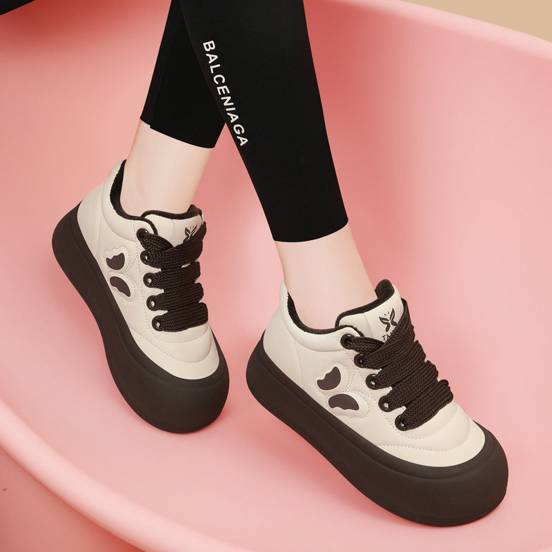 Women's Silk Rabbit Bread Winter Fleece-lined Fashion Sneakers