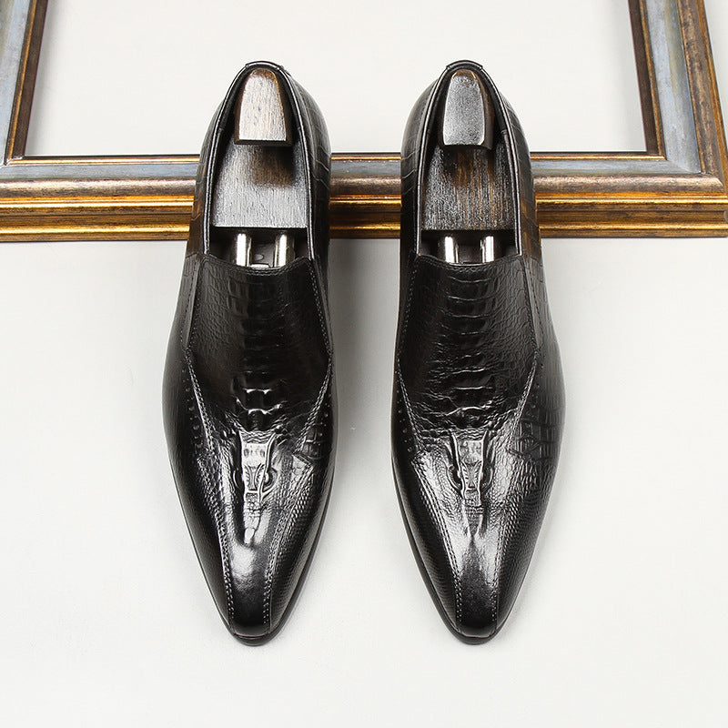 Men's Fashion Trendy Small Sharp Point Crocodile Leather Shoes