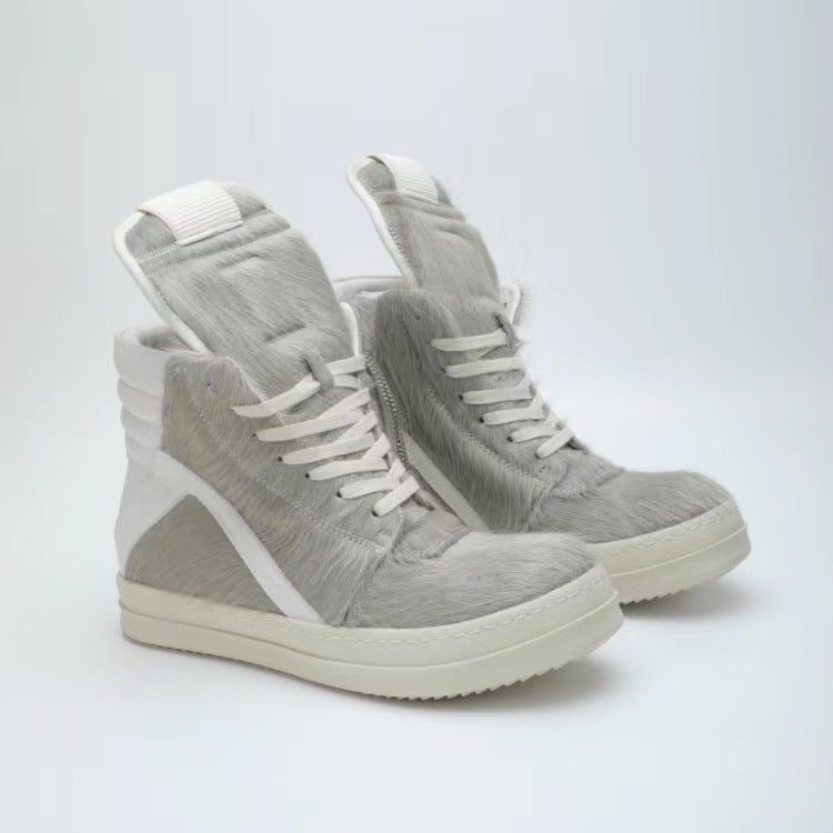 Women's & Men's Gray Color Thick Bottom Couple Triangle Sneakers