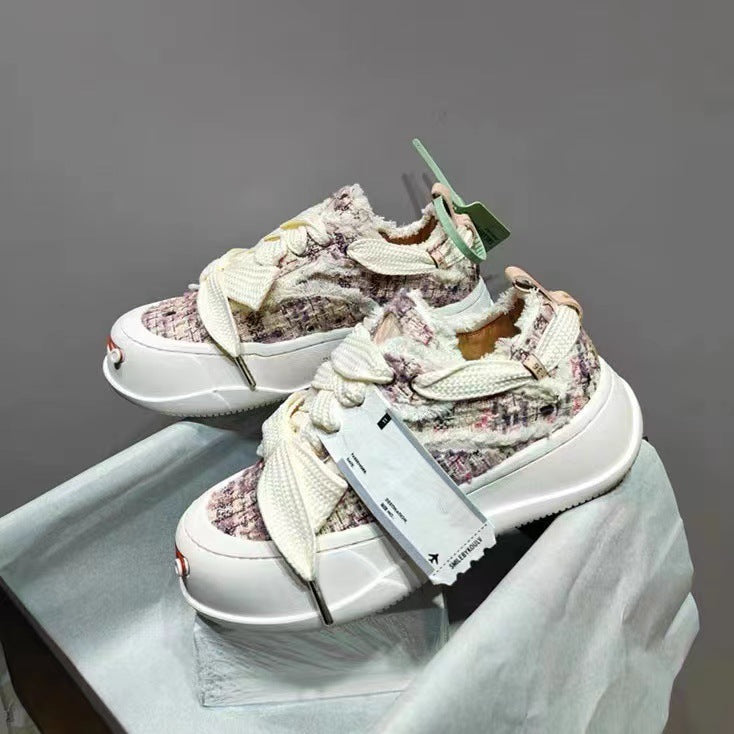 Women's & Men's Smiling Platform With Smile Face Half Canvas Shoes