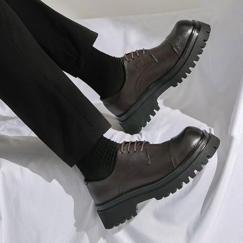 Men's Formal Wear Big Head Thick Bottom Men's Casual Leather Shoes