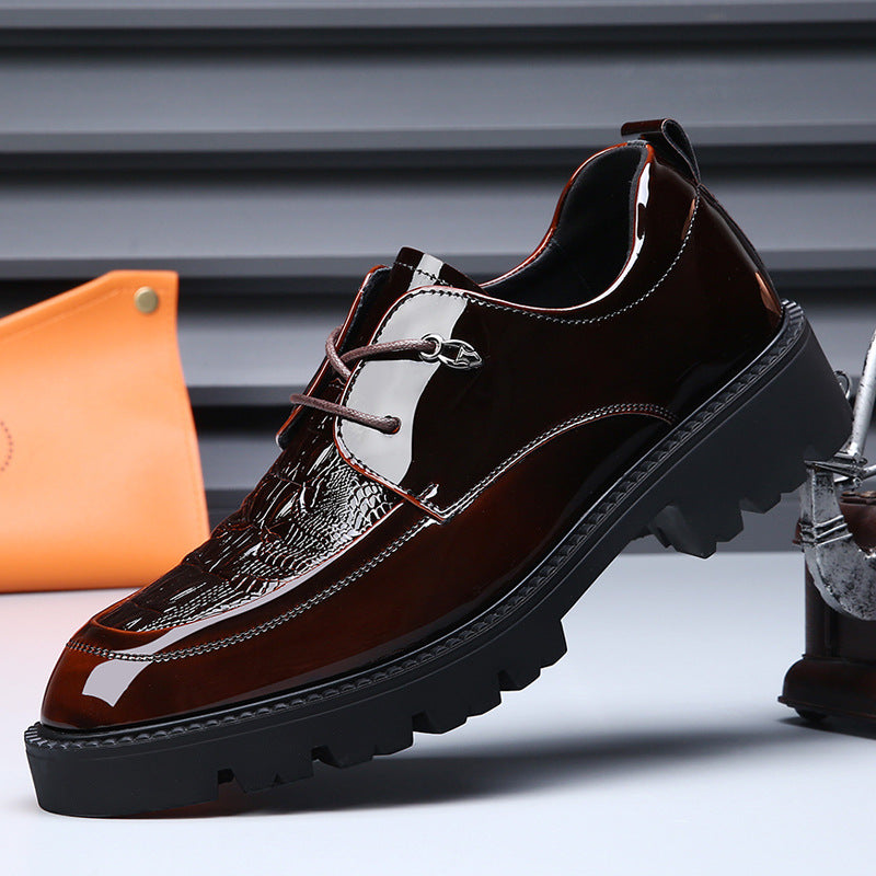Men's Size Spring Breathable Height Increasing Groom Men's Shoes