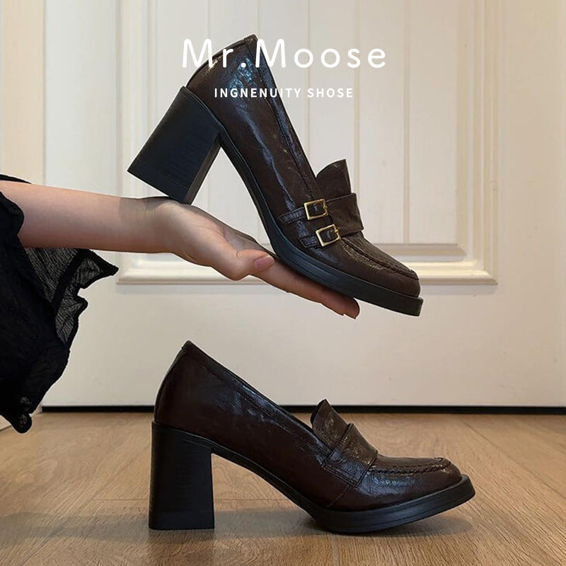 Women's British Style Chunky High Autumn Retro Women's Fashion Shoes