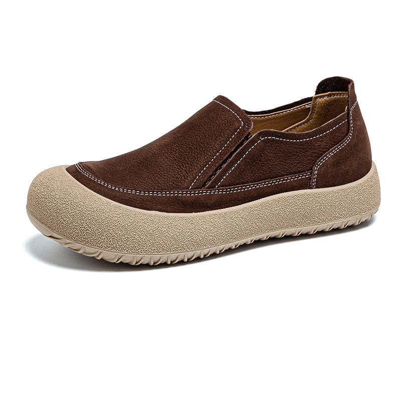 Women's Cowhide Retro Pumps Slip-on Soft Bottom Surface Loafers