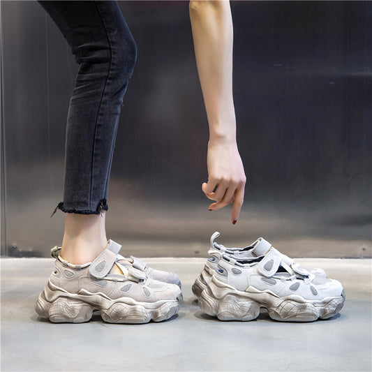 Women's Velcro Genuine Summer Pumps Clunky Suction Sneakers