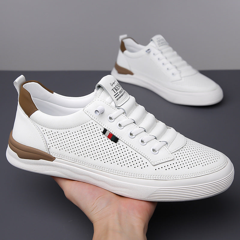 Men's Beautiful Durable Summer Daily White Leather Shoes