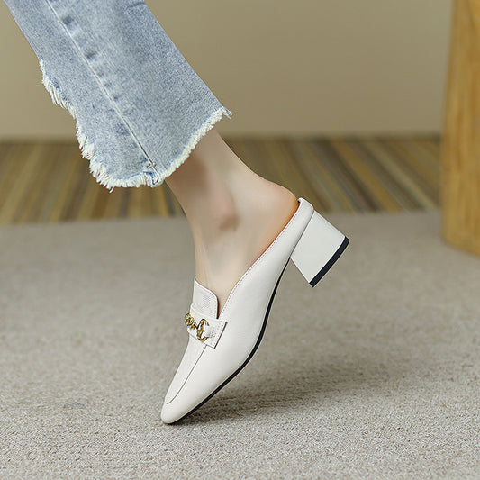 Inside Outside Chunky Closed Toe High Half Support Slippers